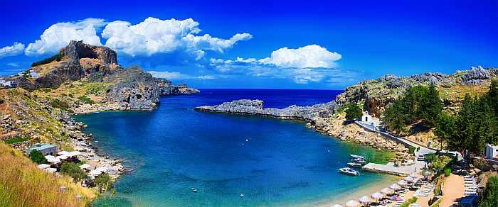 Saint Pauls Bay in Rhodes, Greece.